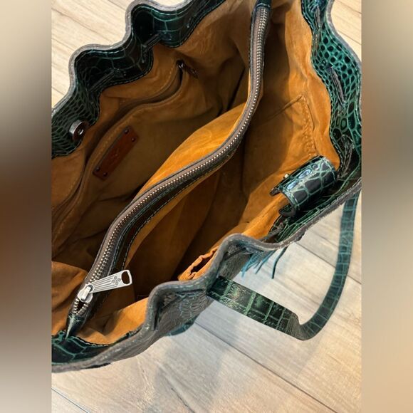 Patricia Nash 10th Anniversary Limited Edition Vintage Green Croc Leather Bag - Picture 8 of 16